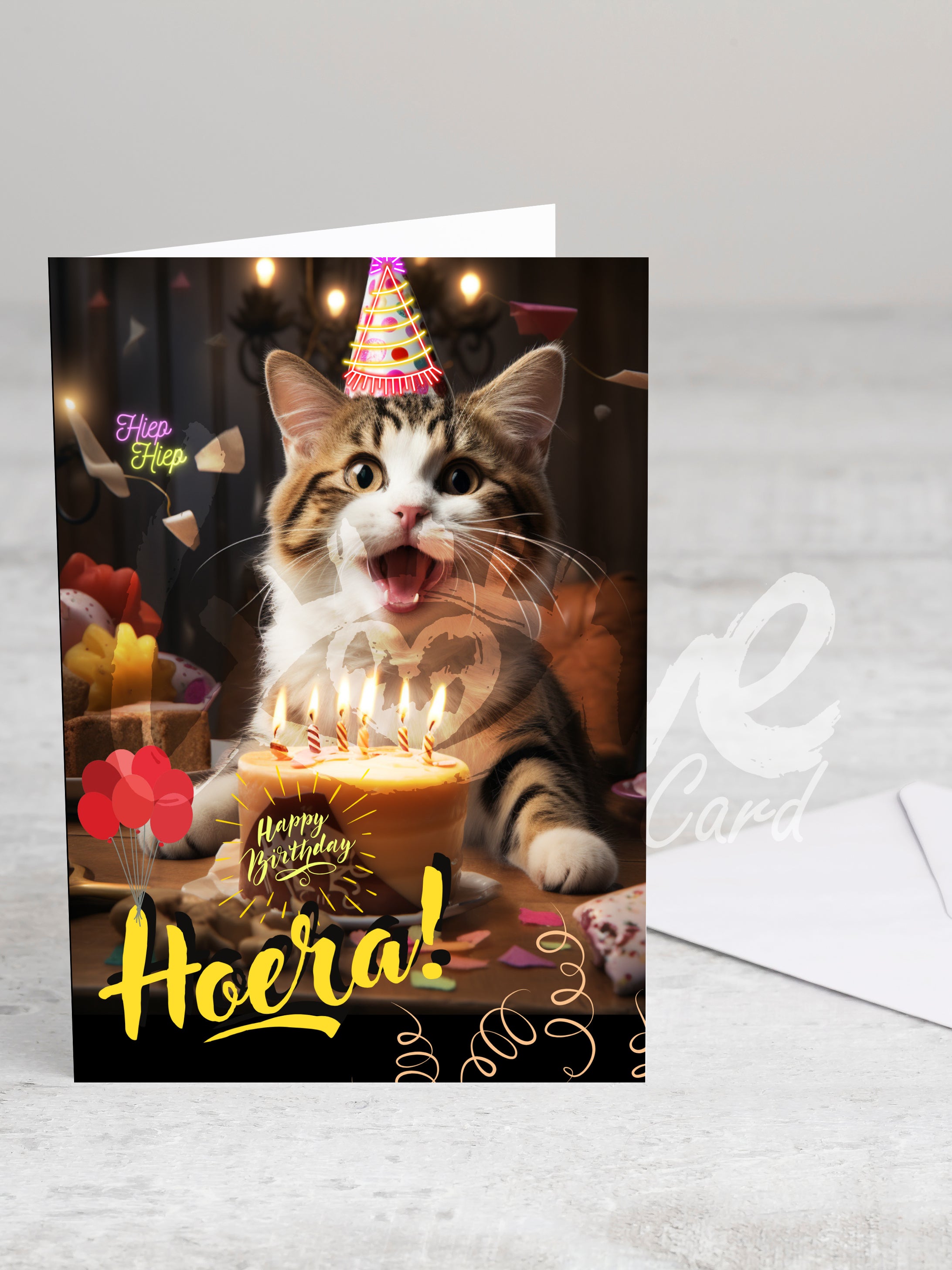 Greeting card 'Happy birthday Hoera!' with envelope