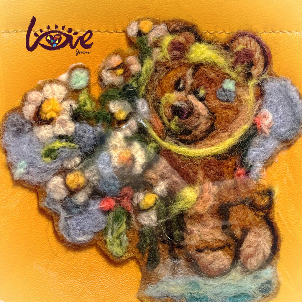 lovely bear holding the flowers
