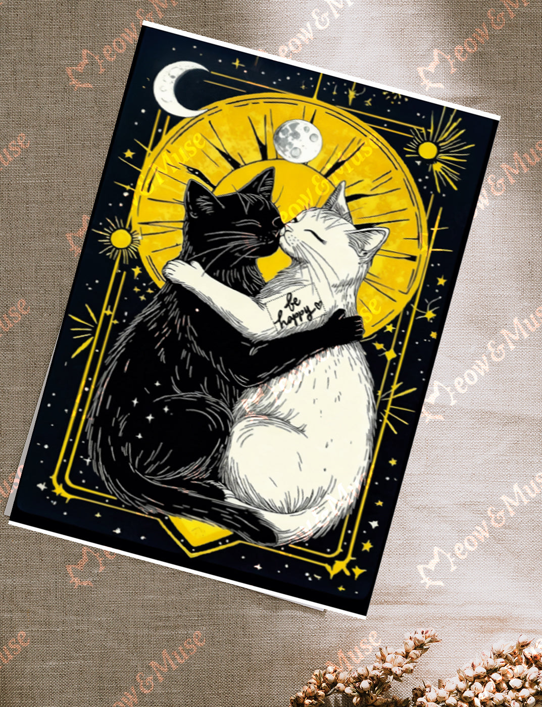 Postcard 'Black & white be happy'