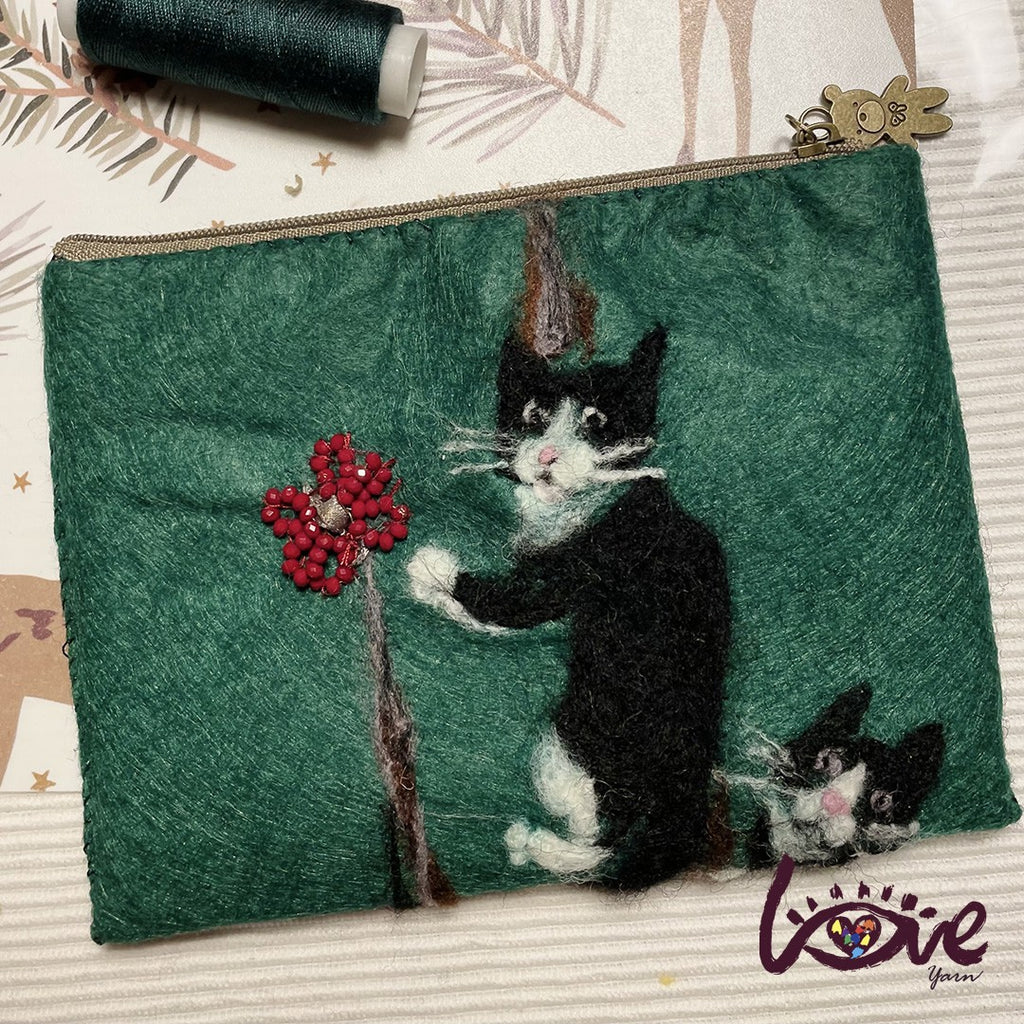 Twin cats zip pouch