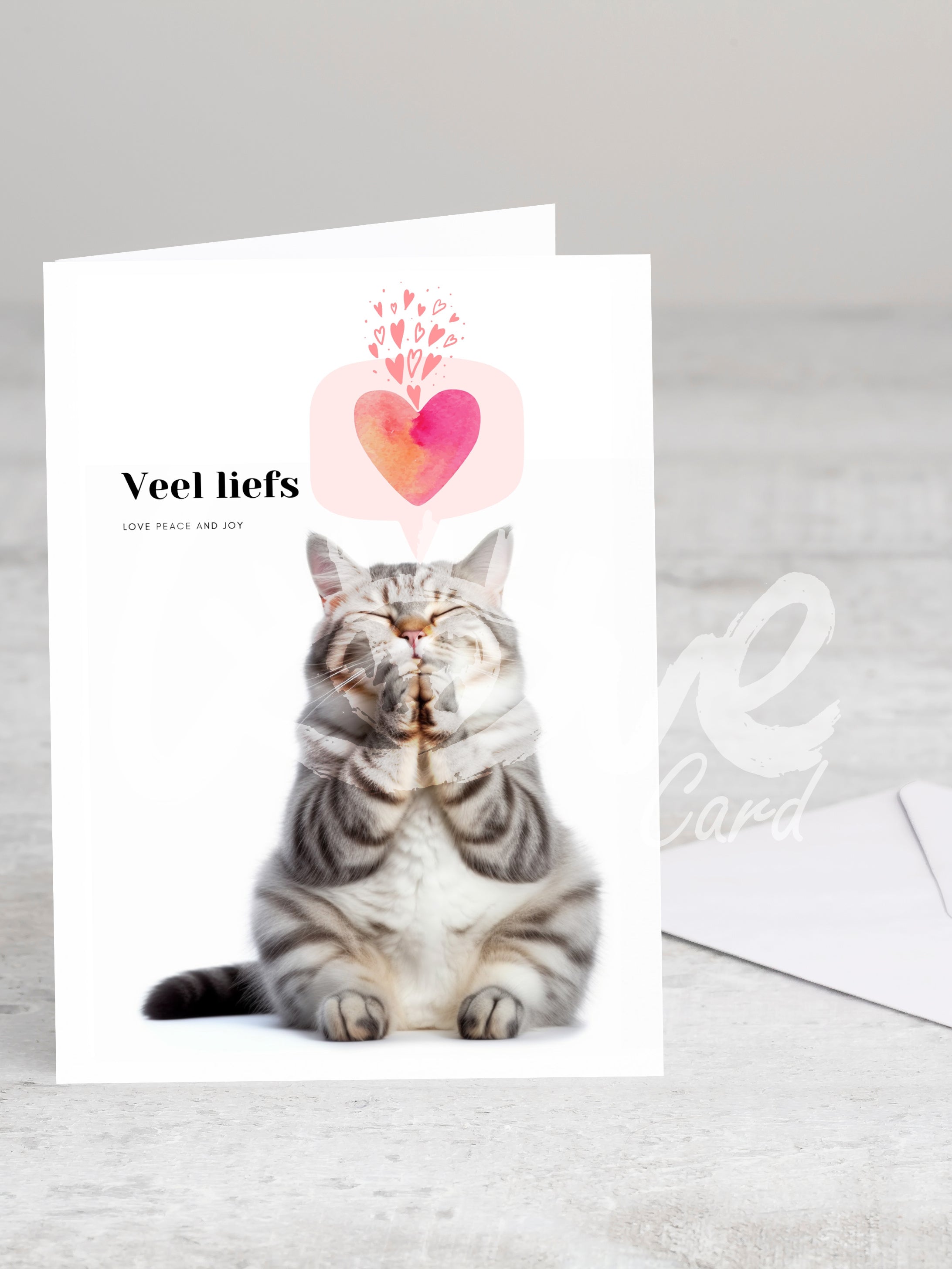 Greeting card 'Veel liefs - love peace and joy' with envelope