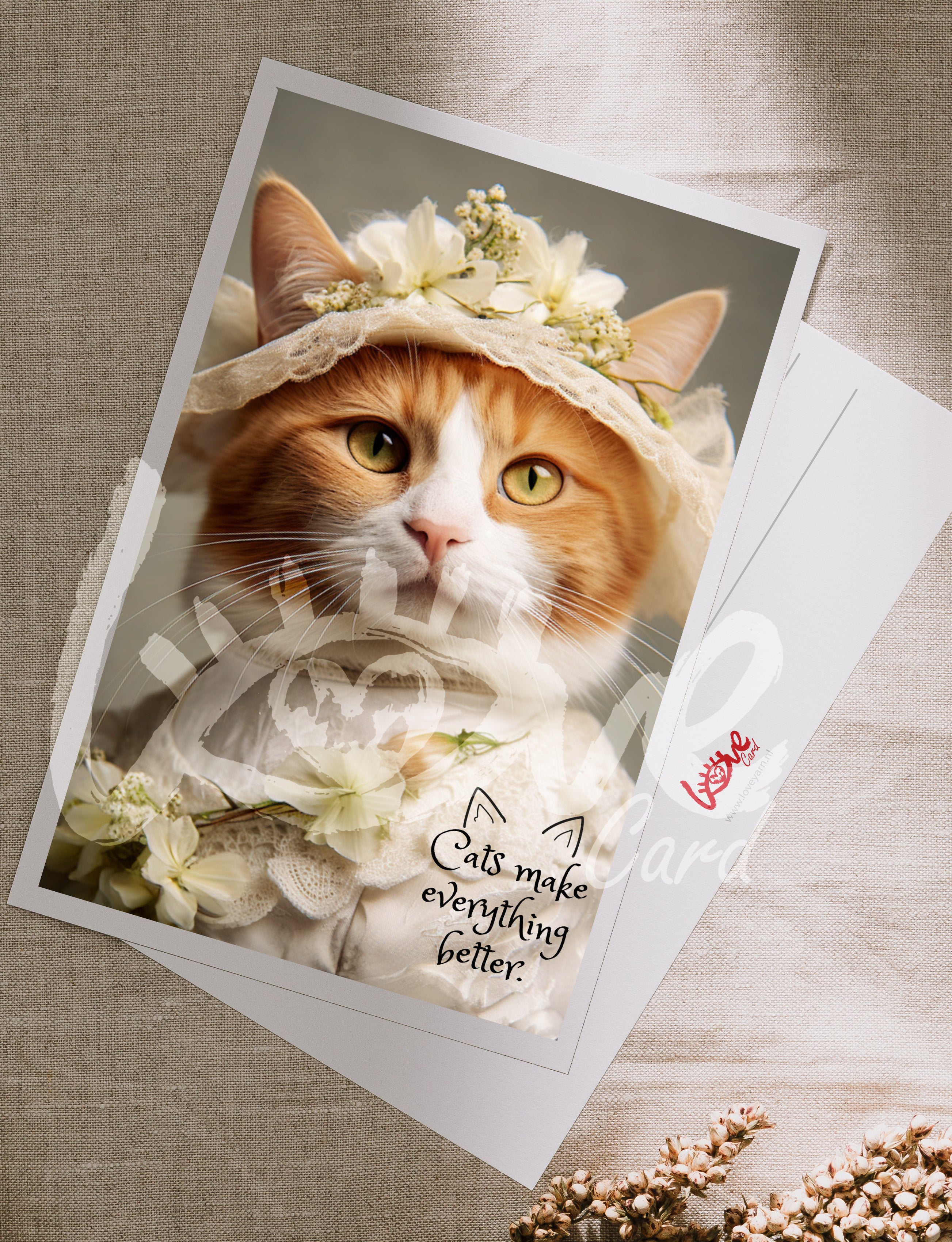 Postcard 'Cats make everything better'