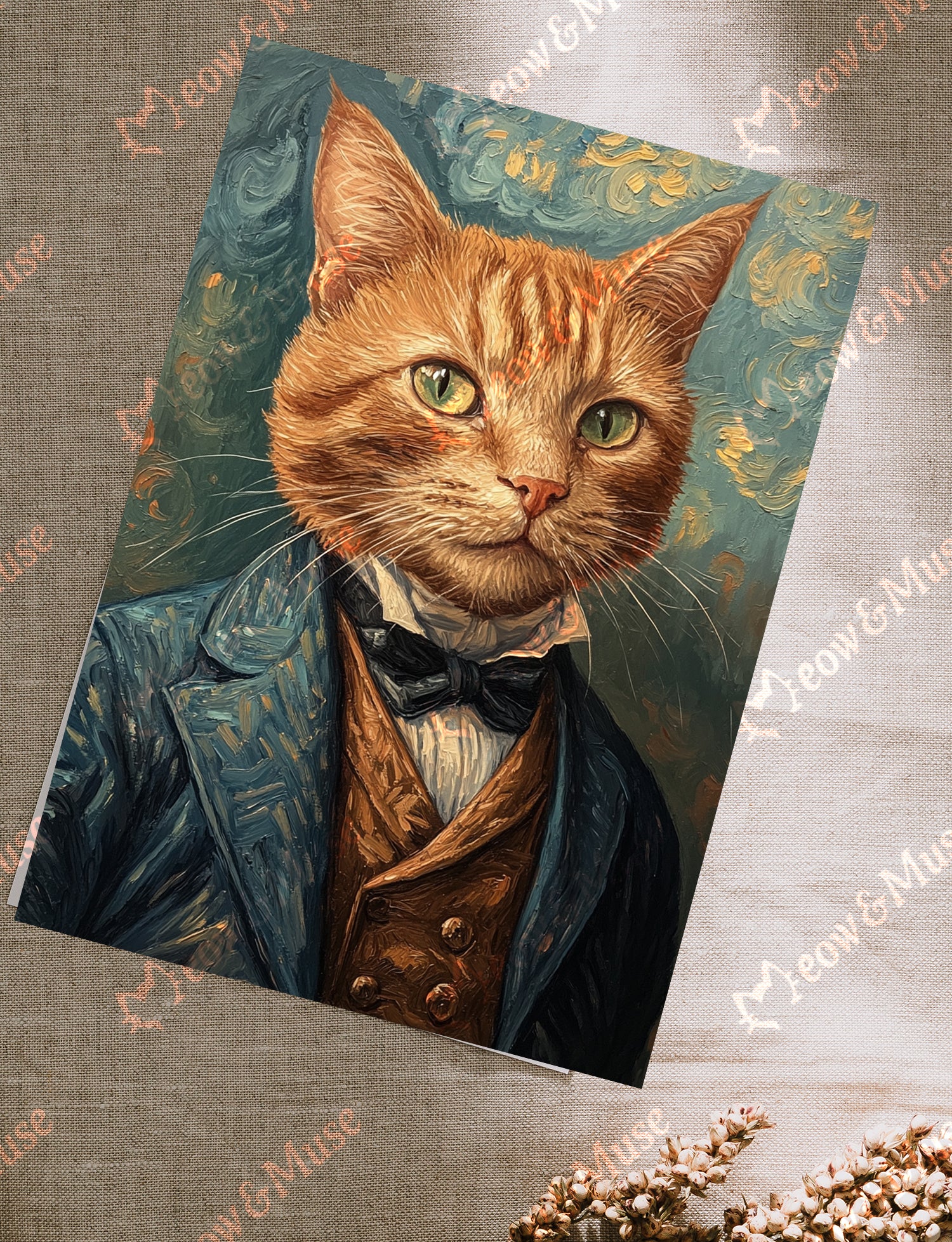 Postcard 'Greeting from NL Van Gogh ginger cat'